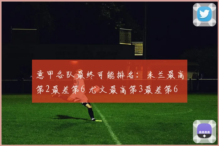 意甲各队最终可能排名：米兰最高第2最差第6 尤文最高第3最差第6